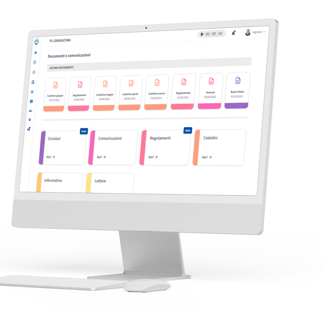Monitor con visualizzata pagina bacheca documenti